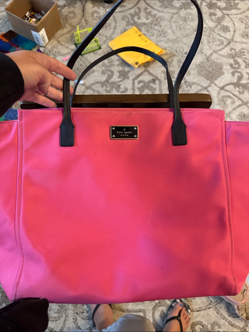 kate spade Pink Tote with Black Handles